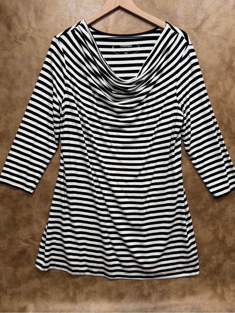 NWOT Soma Live Lounge Wear Striped Cowl Neck Tunic Top Size L